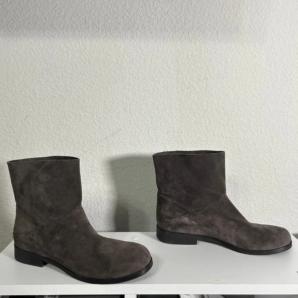 NEW Eileen Fisher Jaunt Short Boots Italian Suede Size 8.5 Slate Brown