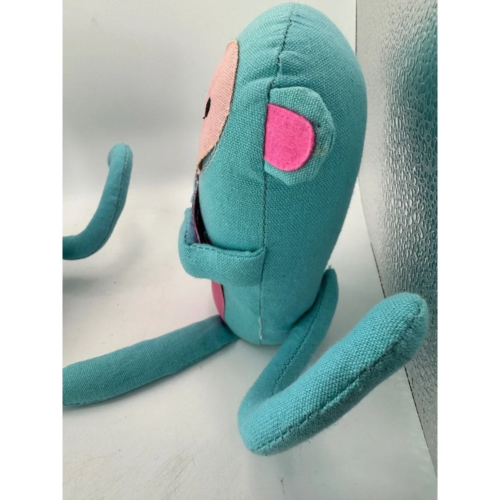 Cute Teal‎ Monkey Plush Stuffed Animal Glitter Heart Valentine Love