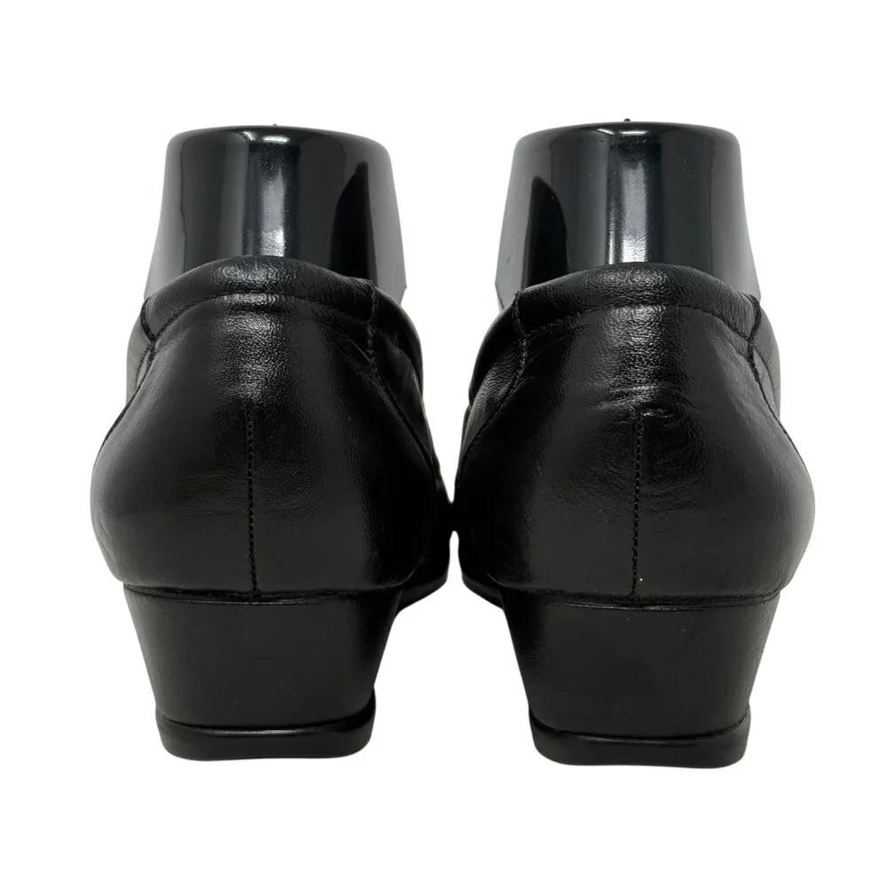 SAS Womens Easier Black‎ Leather Dress Career Work Slip On Low Heel 10N