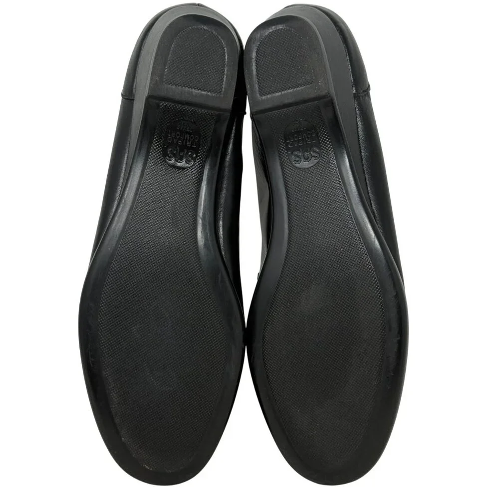 SAS Womens Easier Black‎ Leather Dress Career Work Slip On Low Heel 10N