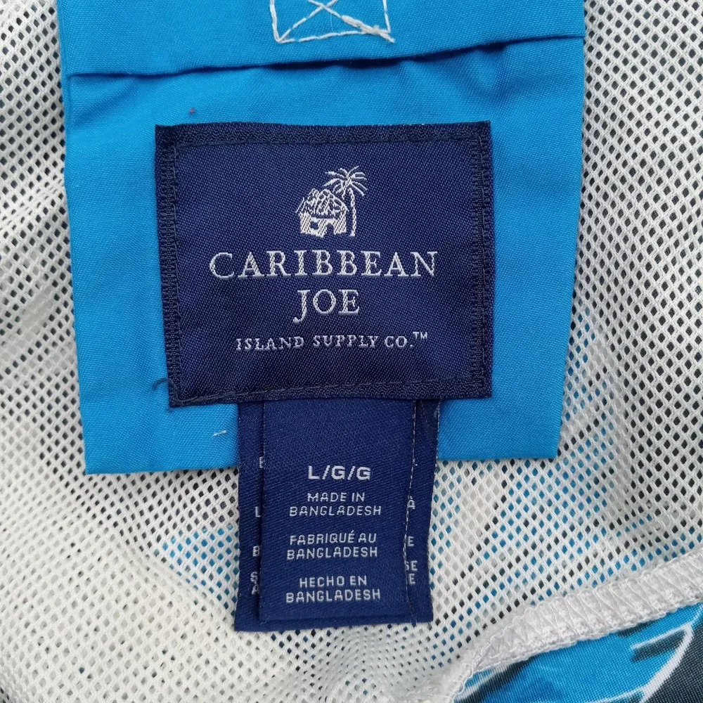Caribbean Joe Swim Trunks Mens‎ Large Black Blue Floral Board Shorts Mesh Lined