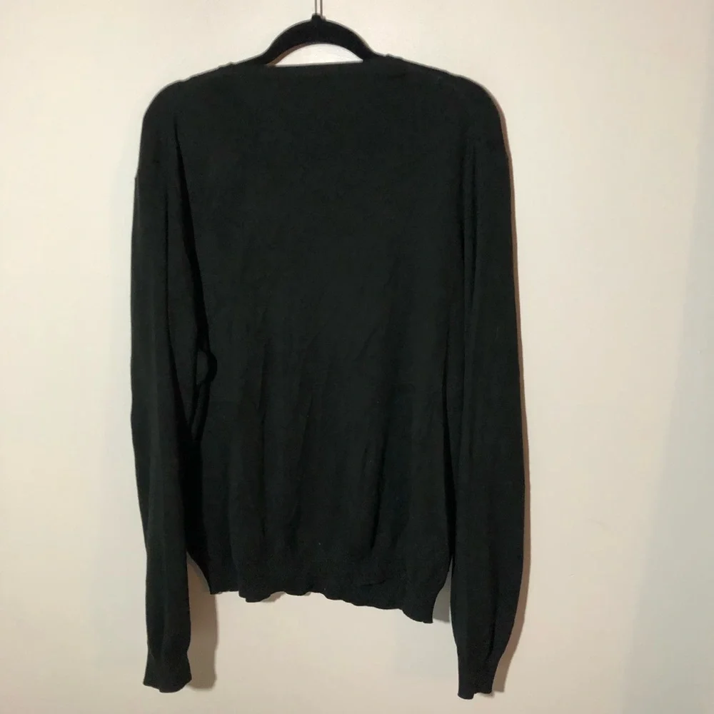 Vtg polo Ralph Lauren black v neck mens xxl pullover sweater pima cotton preppy