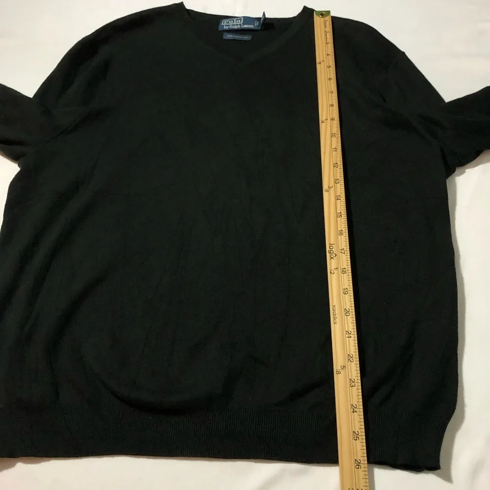 Vtg polo Ralph Lauren black v neck mens xxl pullover sweater pima cotton preppy