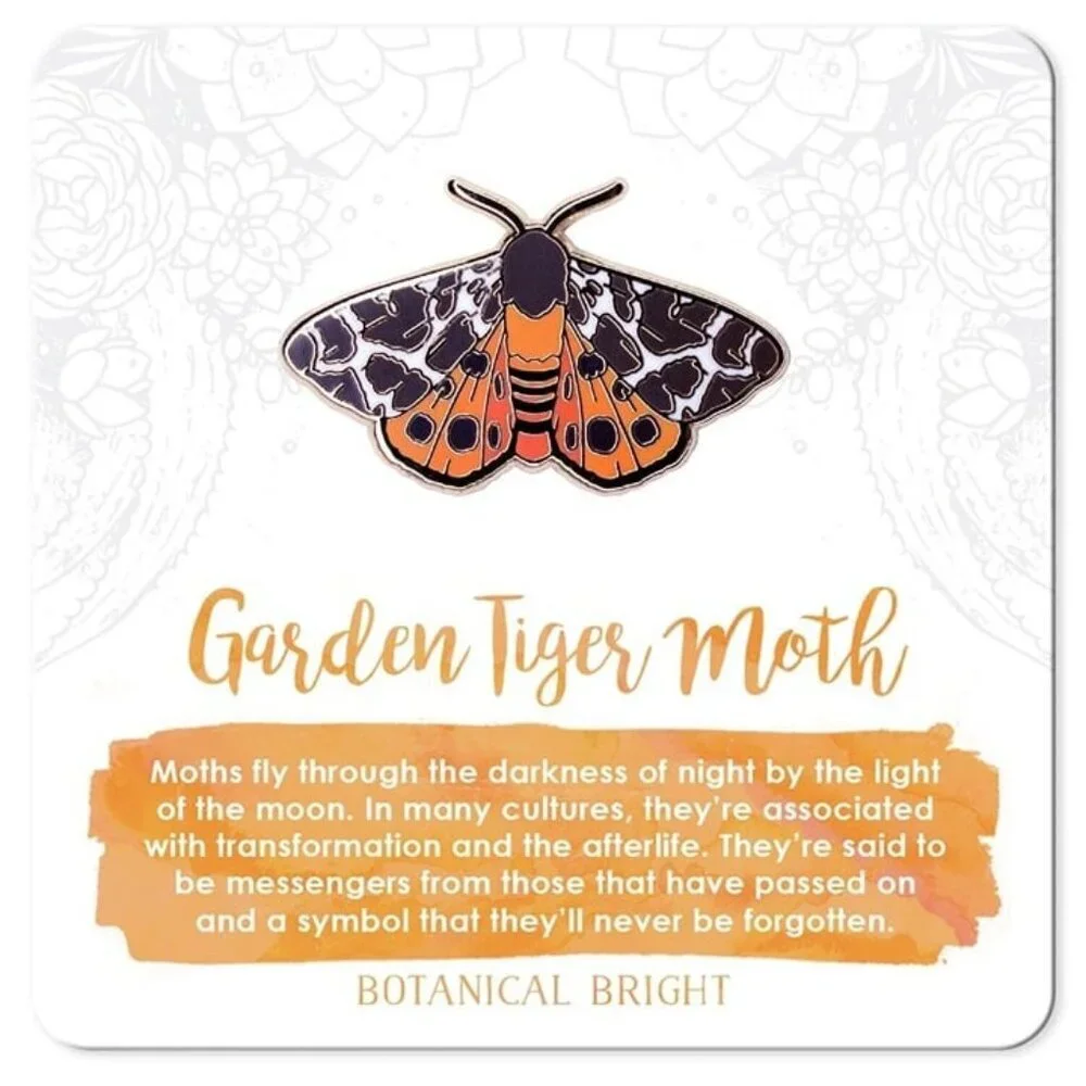 Garden Tiger Moth Enamel Pin -‎ Gold Plated Base Nature Brooch