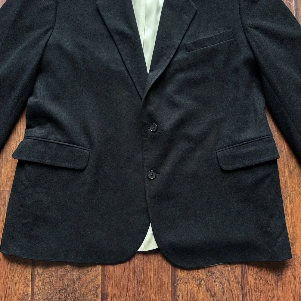 VTG Ashford & Banks 100%‎ Cashmere Blazer Black Mens 50R Made In USA Luxury