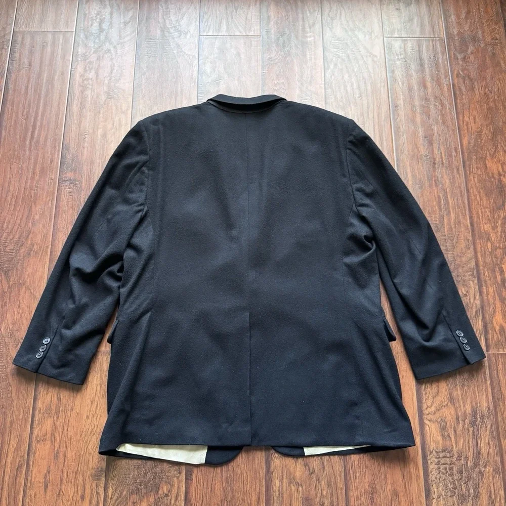 VTG Ashford & Banks 100%‎ Cashmere Blazer Black Mens 50R Made In USA Luxury