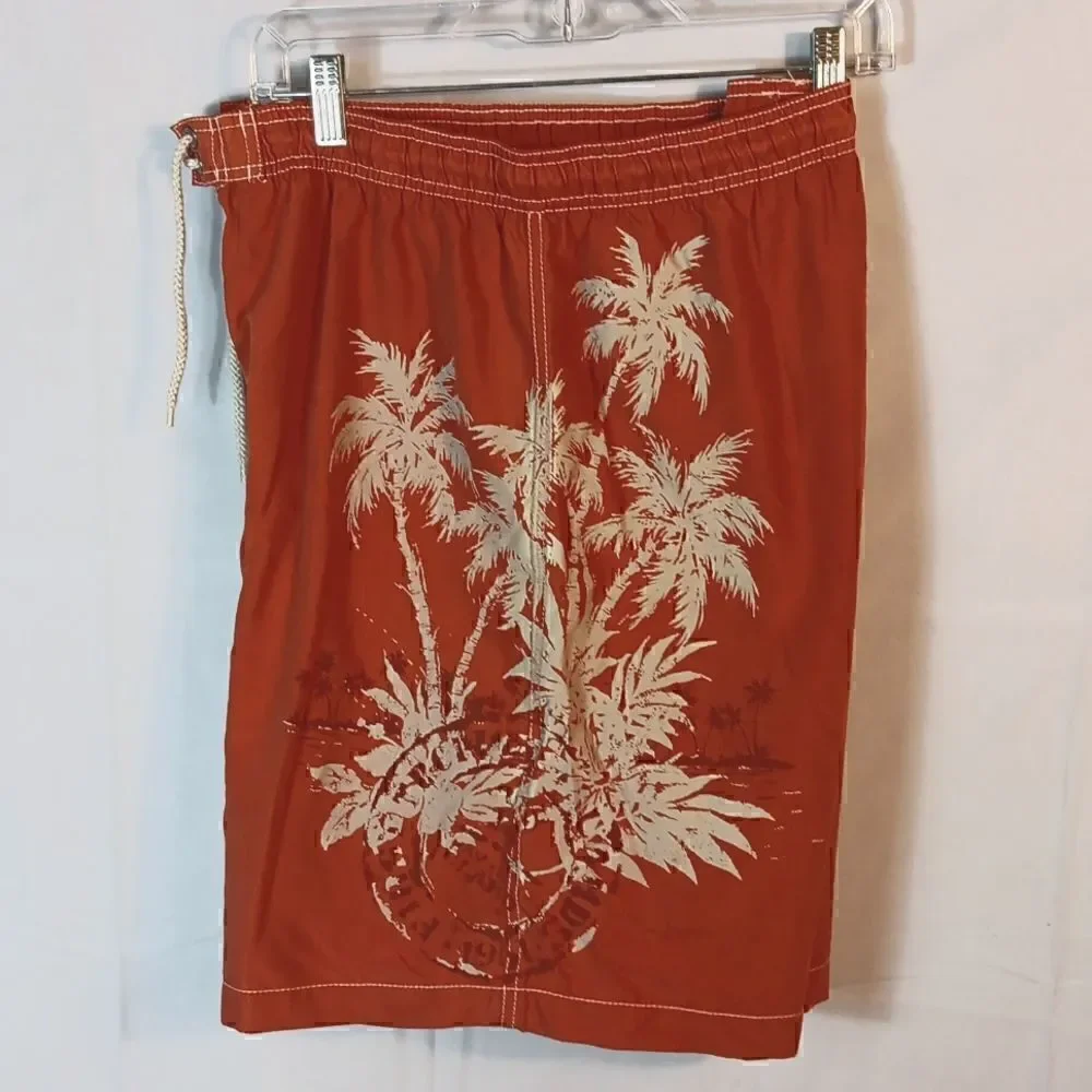 Caribbean Joe Hawaiian Print Men's Swim Trunks