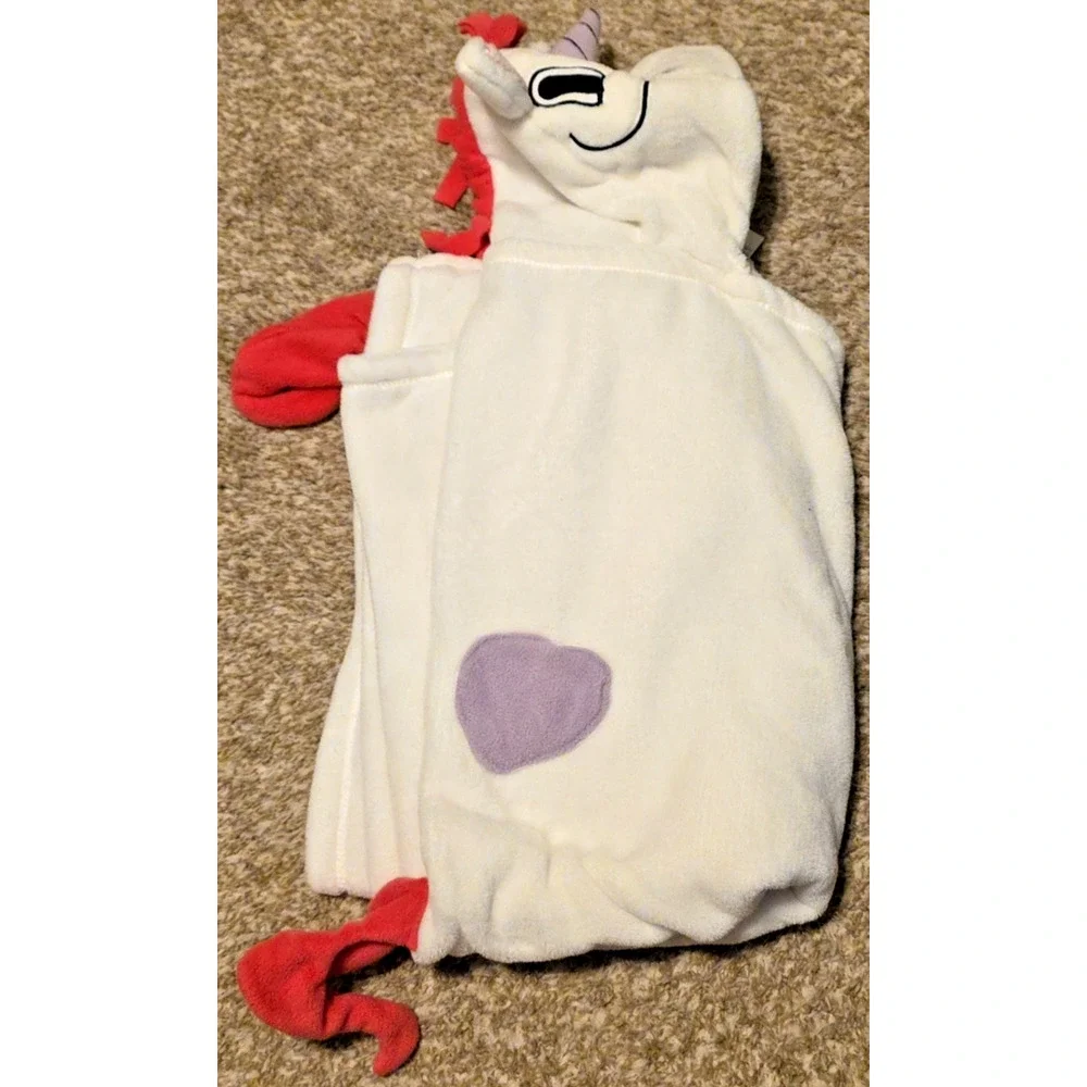Cuddly Buddies Kids Toddler Hooded Bath Towel White Unicorn Plush Soft Cotton