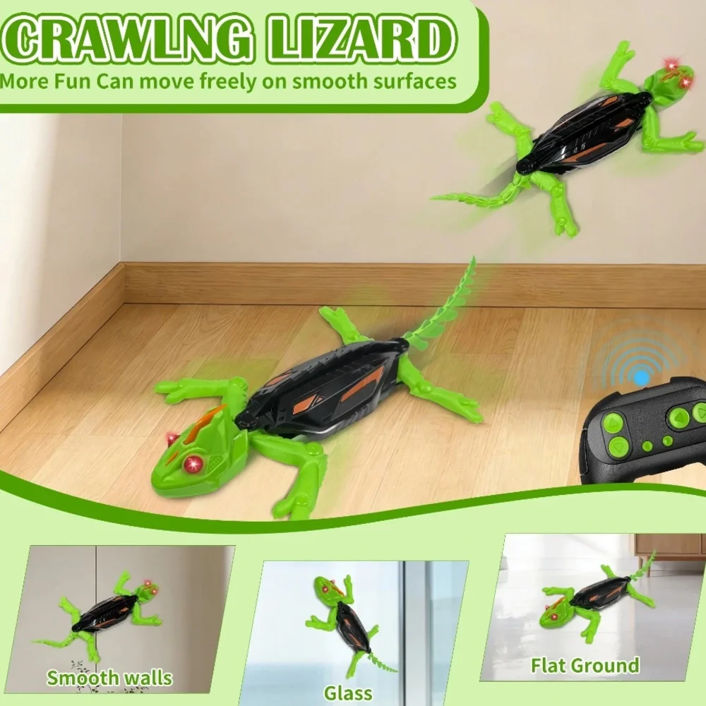 Wall Climbing Gecko/ Chameleon with LED Lights Eyes, Green