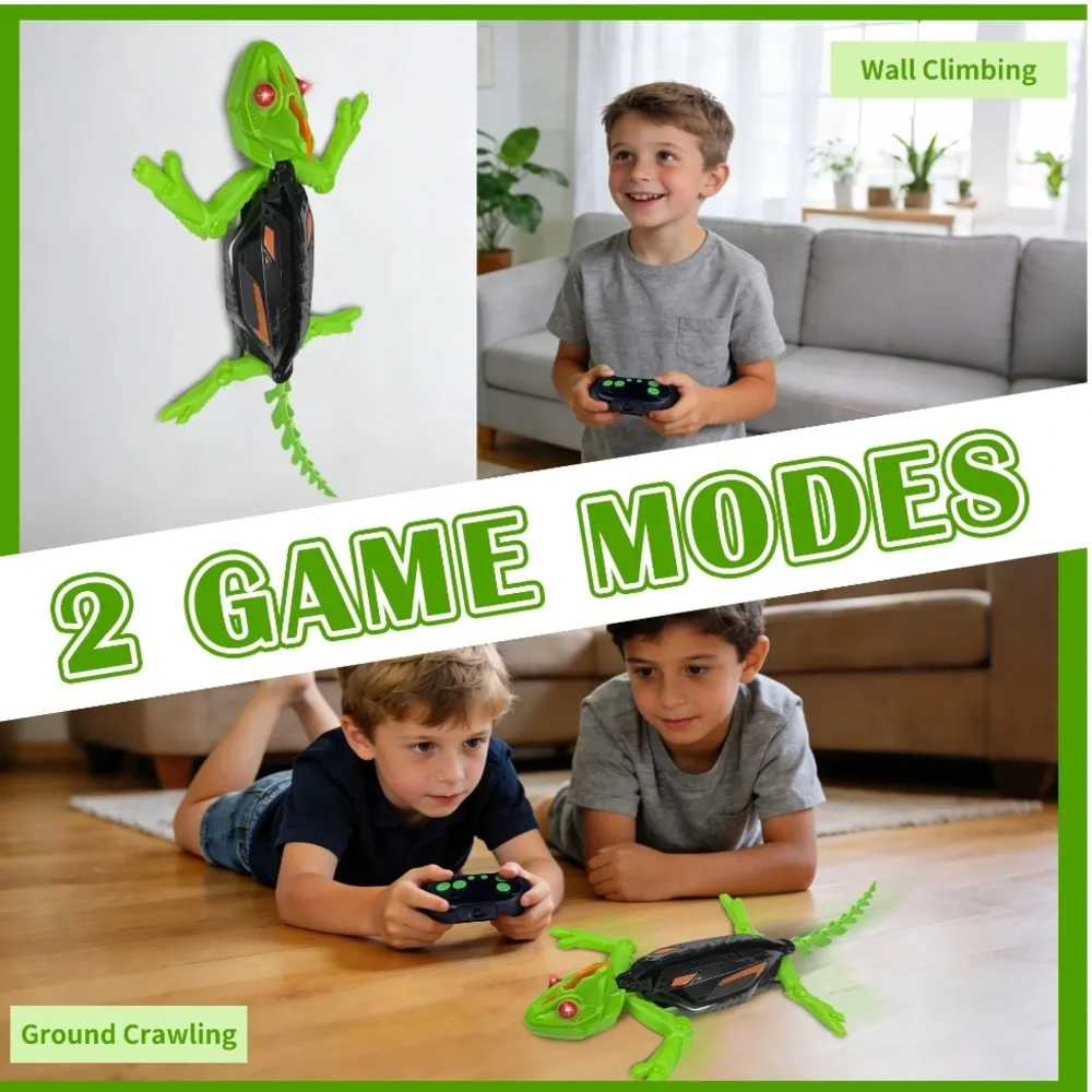 Wall Climbing Gecko/ Chameleon with LED Lights Eyes, Green