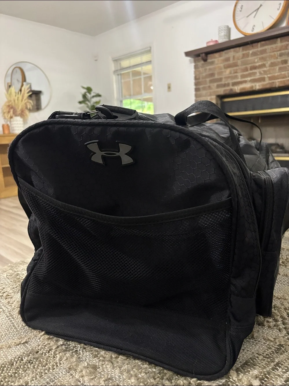 Under Armour Black Weekend Duffel Traveling Bag with Silver Logo
