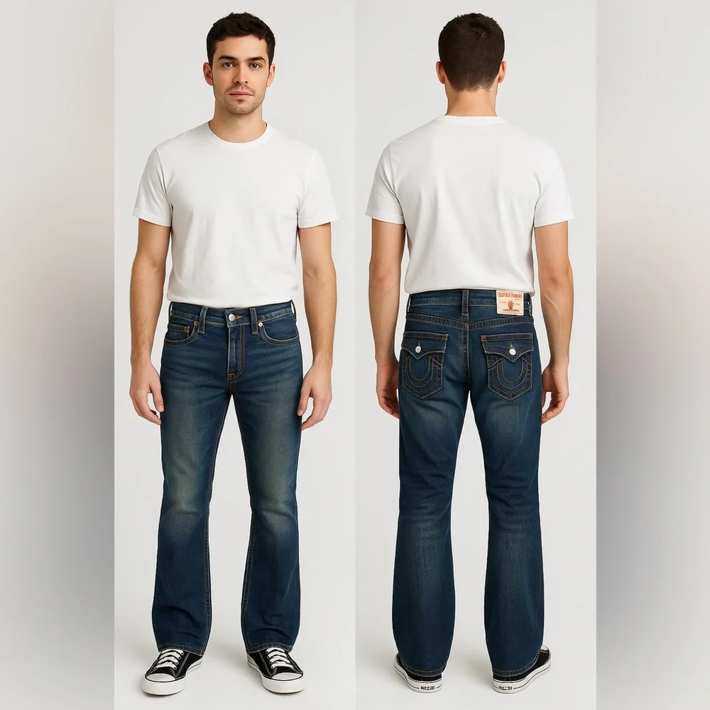 True Religion Vintage Ricky Big‎ T Straight Leg Jeans Sz. 34