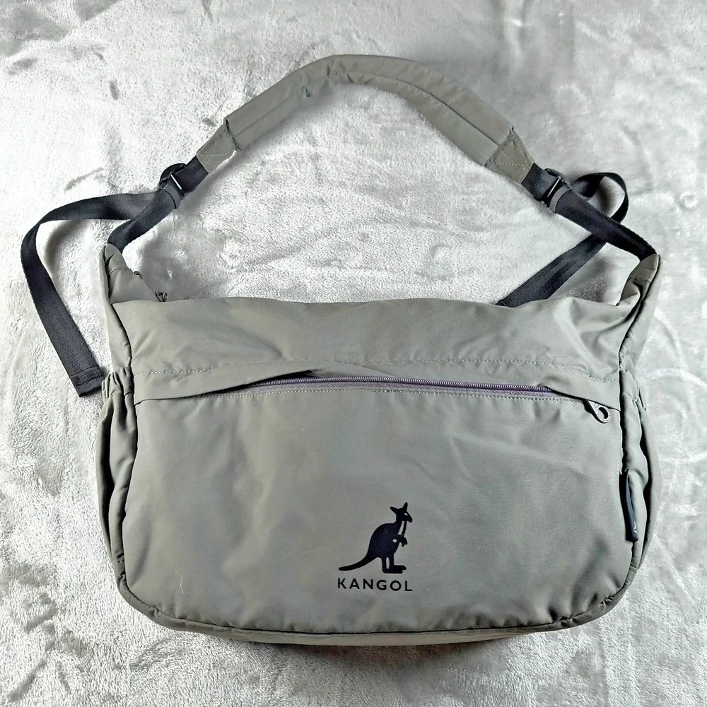 Kangol Messenger Bag Gray Travel Commuter Day Pack Backpack Kangaroo Crossbody