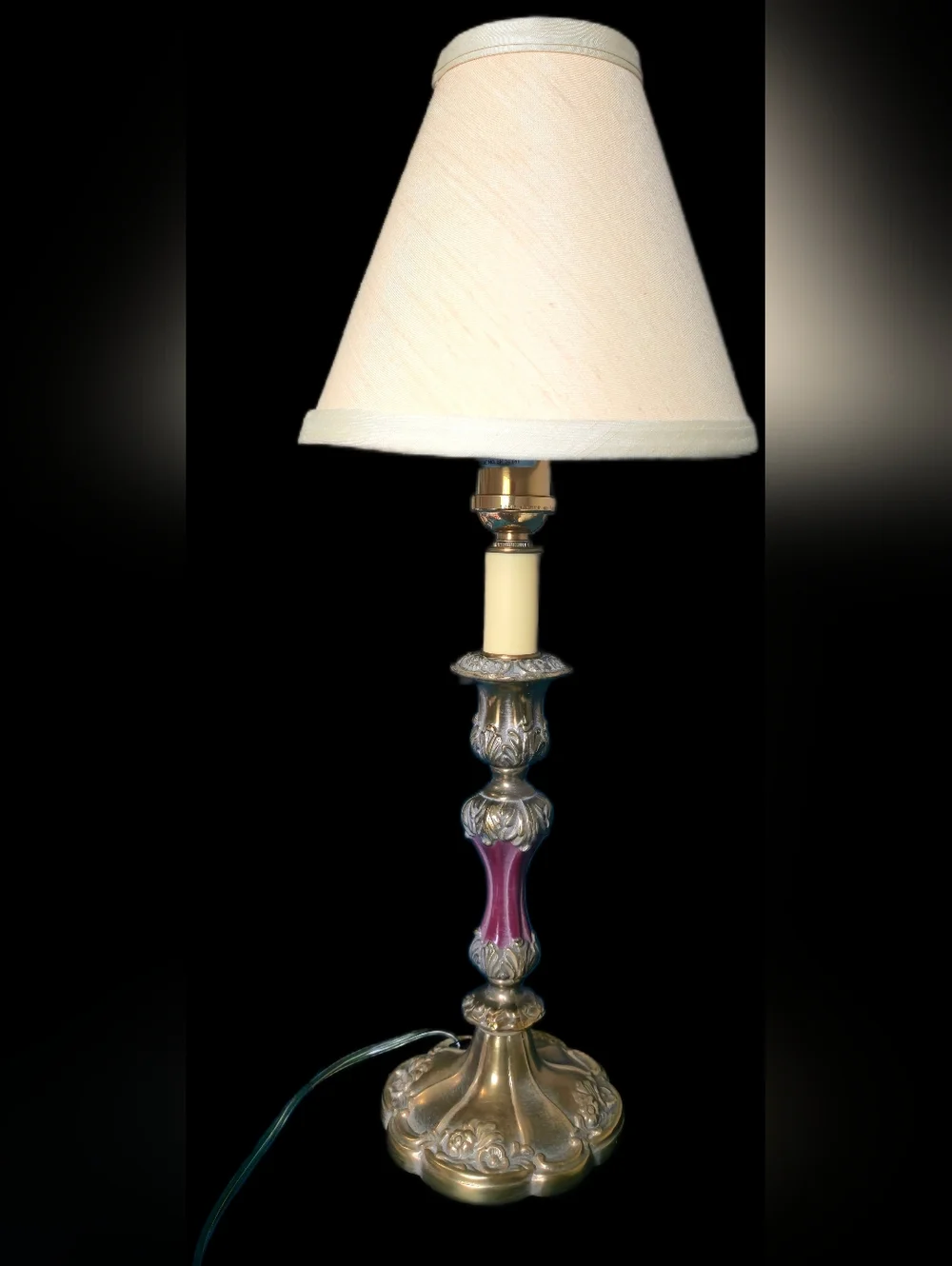 Vintage Ornate Brass Candlestick Table Lamp | Hollywood Regency Design