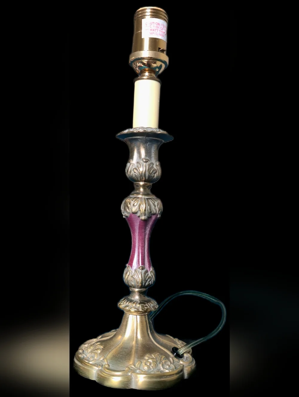 Vintage Ornate Brass Candlestick Table Lamp | Hollywood Regency Design