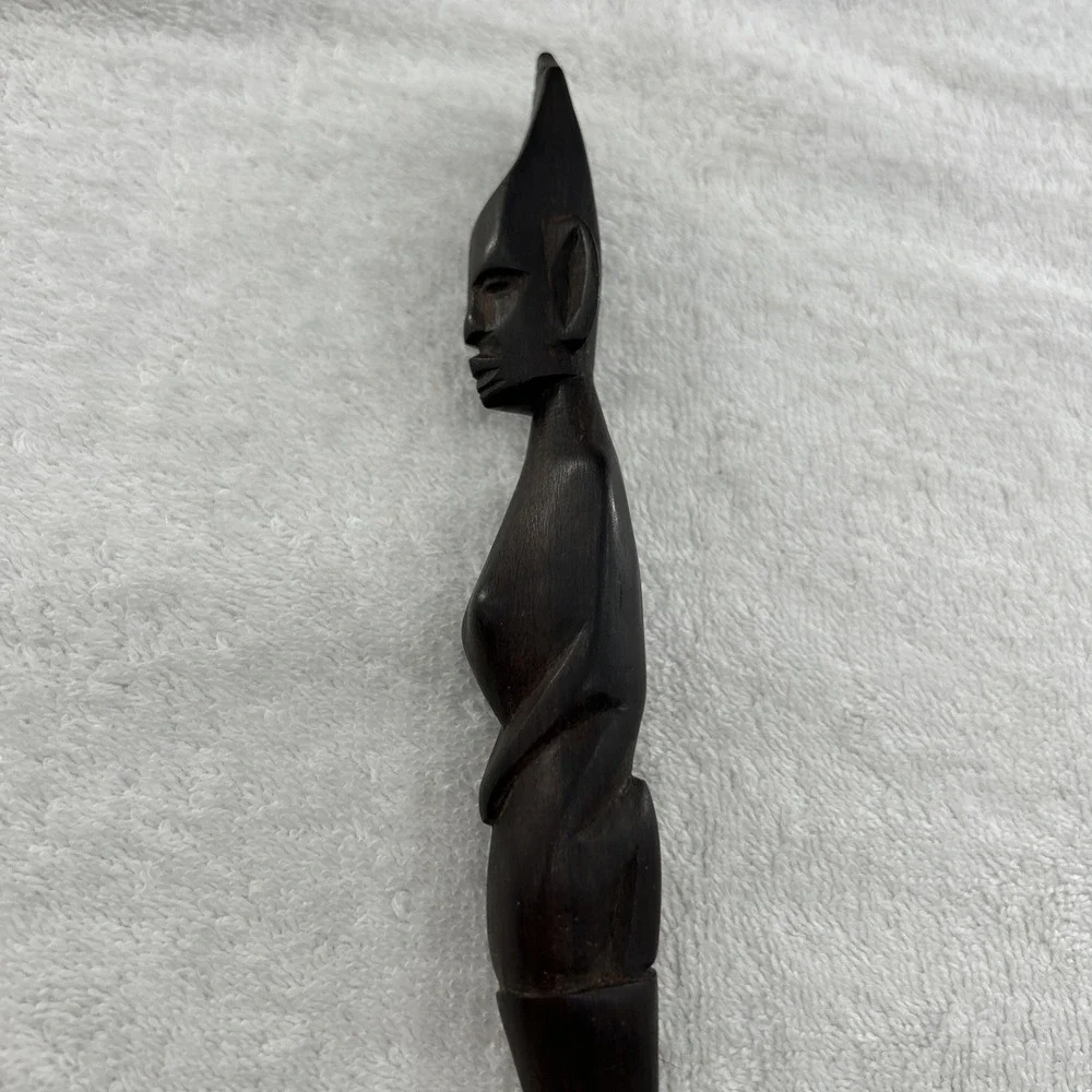 Vintage Hand Carved wood carving head letter opener 14