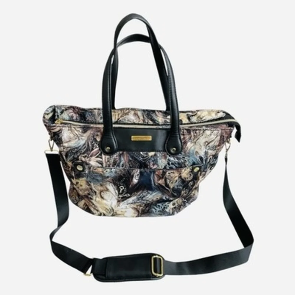 Adrienne Vittadini Large Travel Tote Bag Mystic Fantasy Print Shoulder Strap Bag