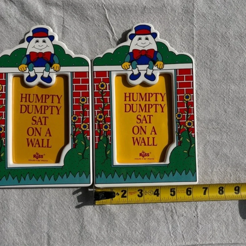 Vtg‎ RUSS Humpty Dumpty Free Standing 4x6 Picture Frames Primary colors