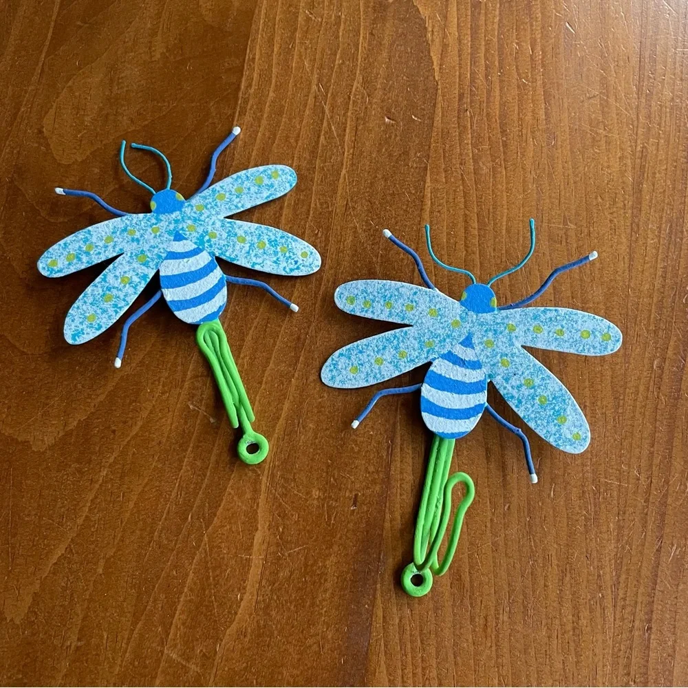 Pair of Metal Hand Painted Butterfly Wall Hooks - Set of 2