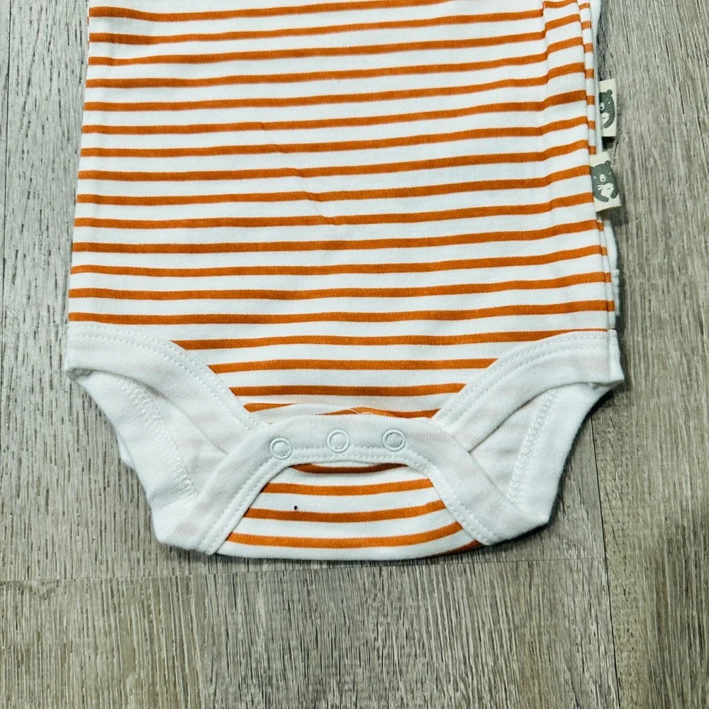 Rabbit + Bear Organic 3 Pack Bodysuits 0-3M Orange White Lion Wild One NWT
