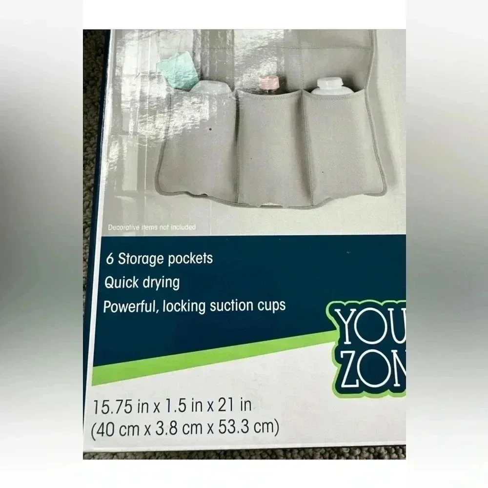 Hanging Bathroom Organizer Caddy With 6 storage Pockets And Suction Cups New
