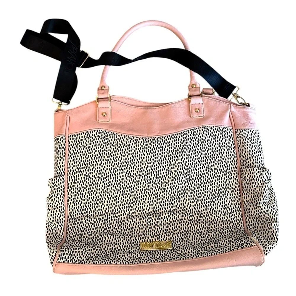 Betsey Johnson Roll Out Diaper Bag. Blush Pink & Black