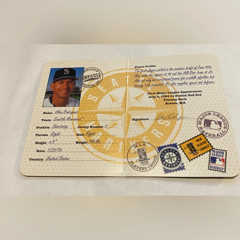Alex Rodriguez 1997 Pinnacle Passport to the Majors insert Baseball Card Vintage