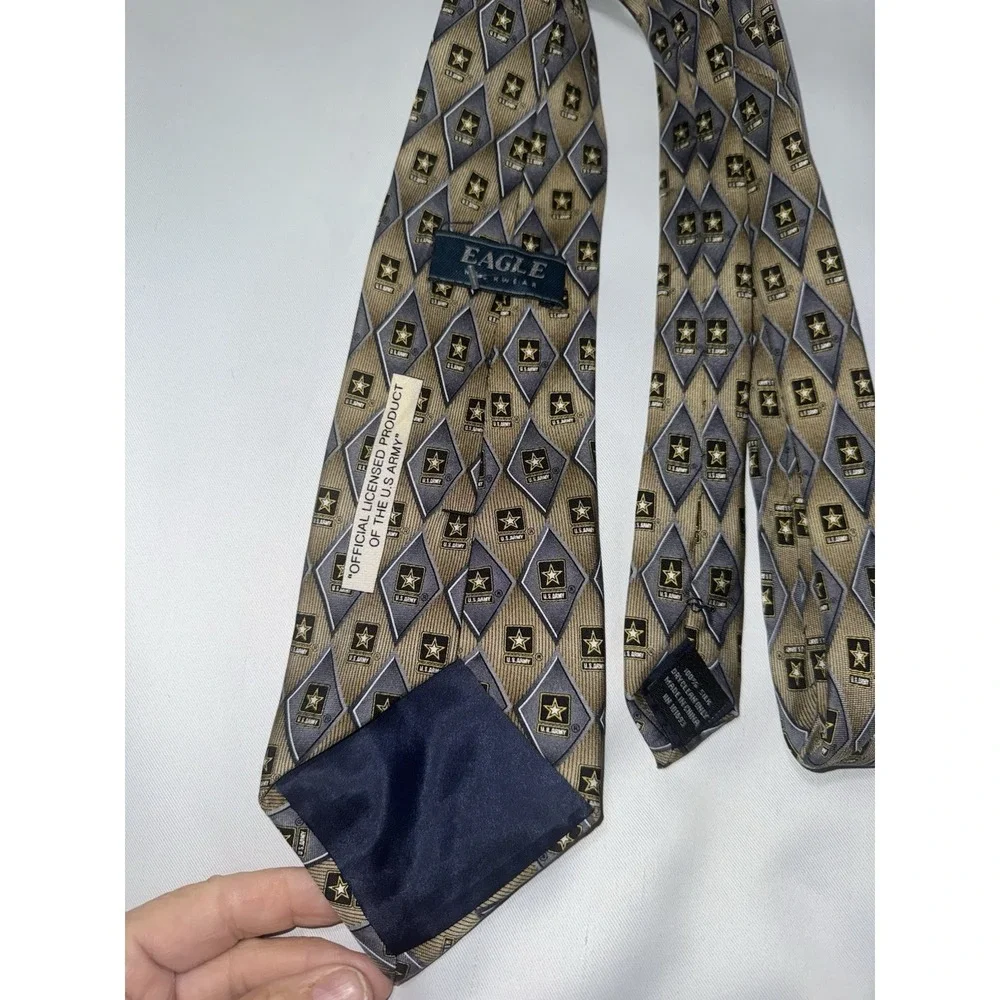 U S Army Men's Necktie Licensed Eagle Cravats Military Star Logo Camouflage