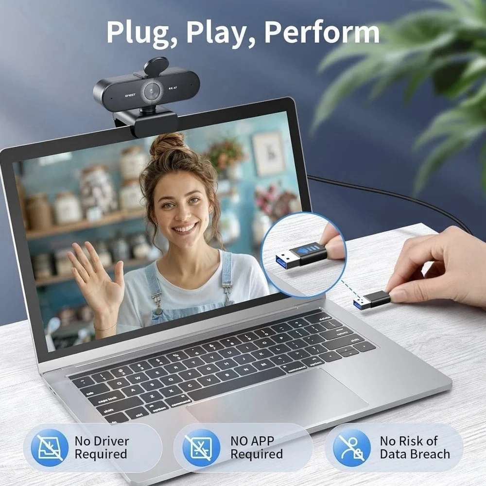 EMEET NOVA 4K Webcam for PC 4K@30fps Autofocus 2 Mics E3131