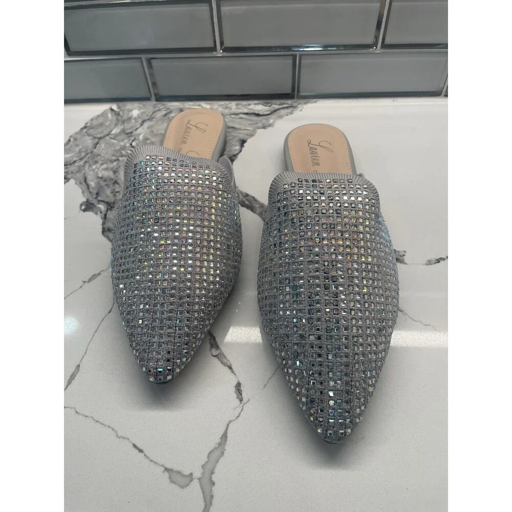 Lauren Lorraine Sharon Sandals Silver 5.5 Dressy‎ Sparkle Shoes NIB NEW