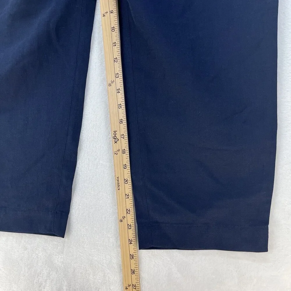 Banana Republic Pull On Linen Blend Crop Pants Women’s‎ Sz XL Navy NEW
