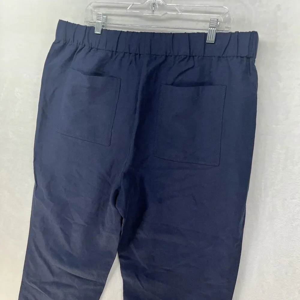 Banana Republic Pull On Linen Blend Crop Pants Women’s‎ Sz XL Navy NEW