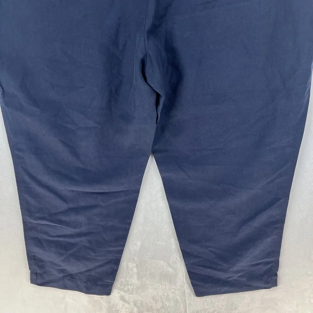 Banana Republic Pull On Linen Blend Crop Pants Women’s‎ Sz XL Navy NEW