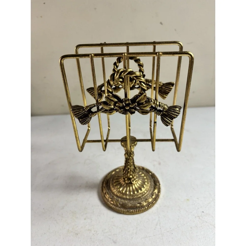 Vtg Matson Stylebuilt Guest Towel Napkin Holder Gold Gilt Tassels Ormolu Metal