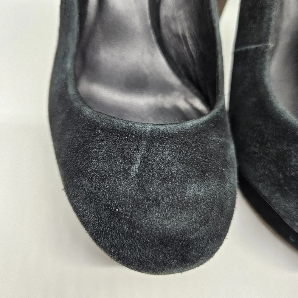 Tory Burch black suede Camille platform stiletto heels size 6