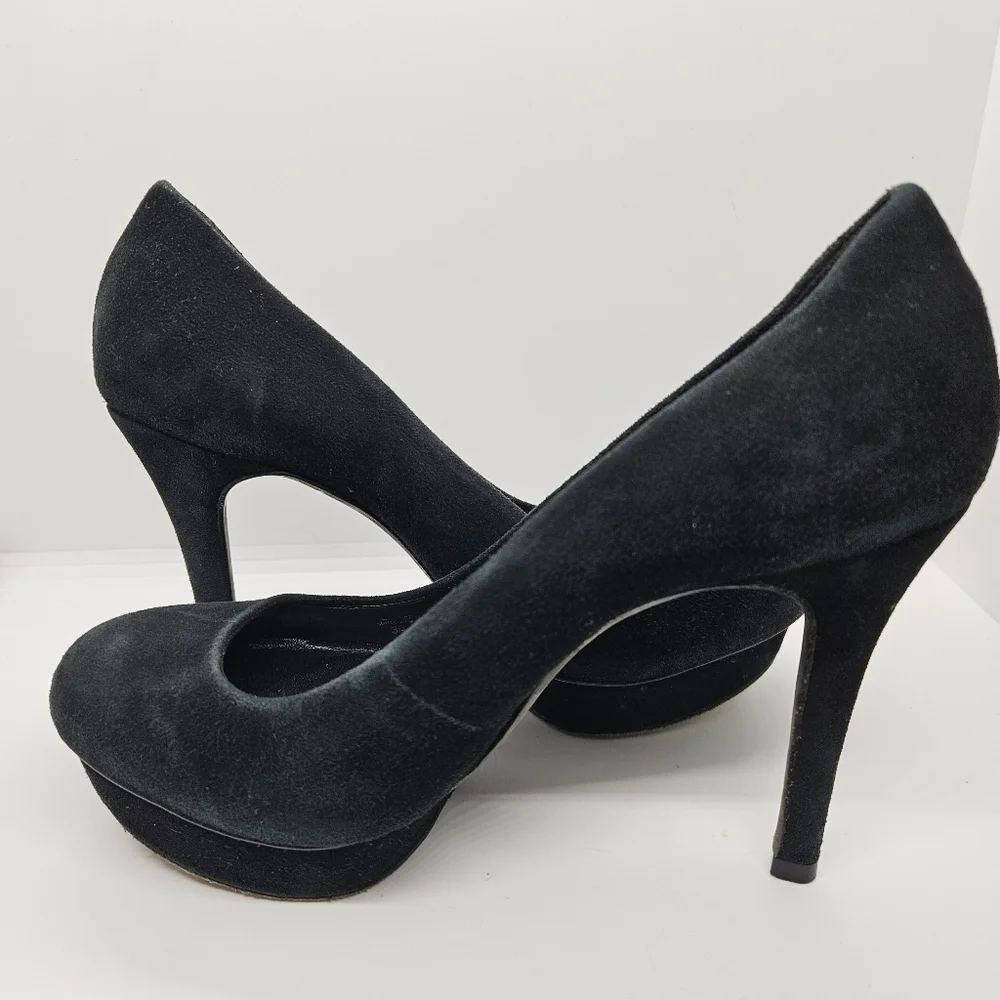 Tory Burch black suede Camille platform stiletto heels size 6