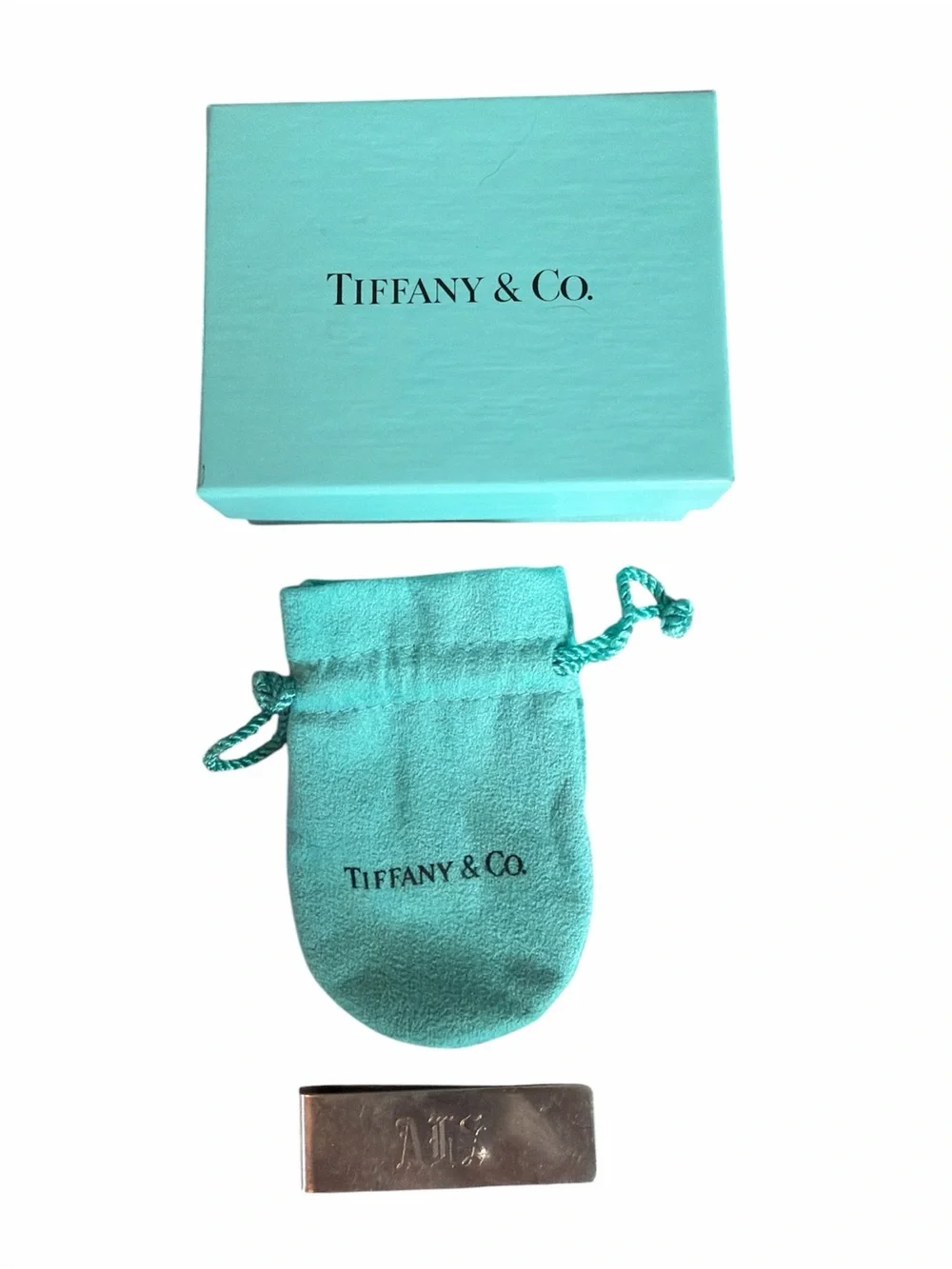 Tiffany & Co. Sterling Silver Money Clip Engraved with Initials