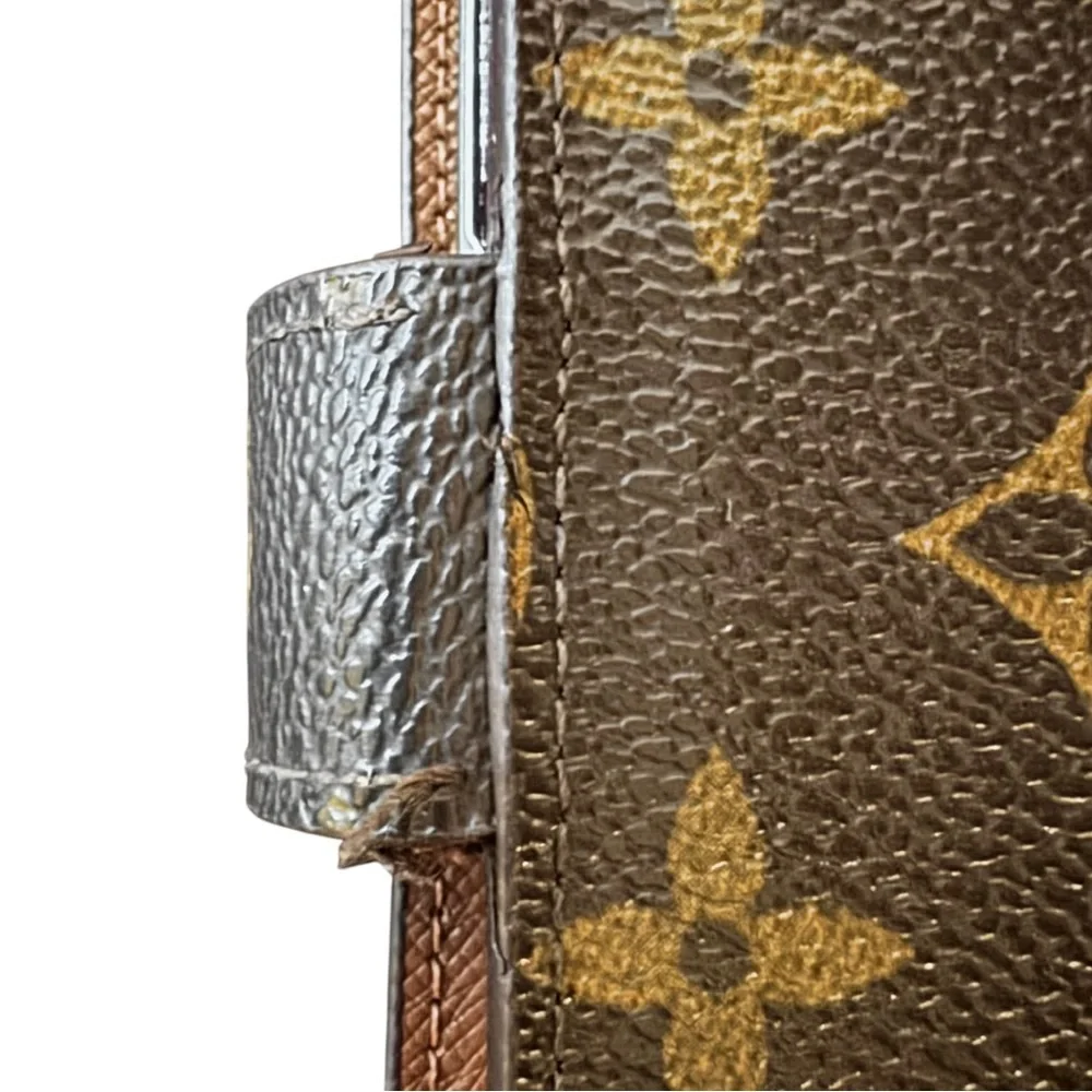 💗VINTAGE LOUIS VUITTON Brown Monogram Ring Agenda Cover Medium PM Gold-Tone HW