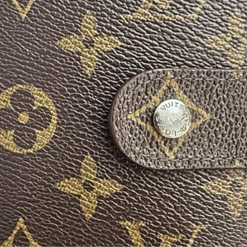 💗VINTAGE LOUIS VUITTON Brown Monogram Ring Agenda Cover Medium PM Gold-Tone HW