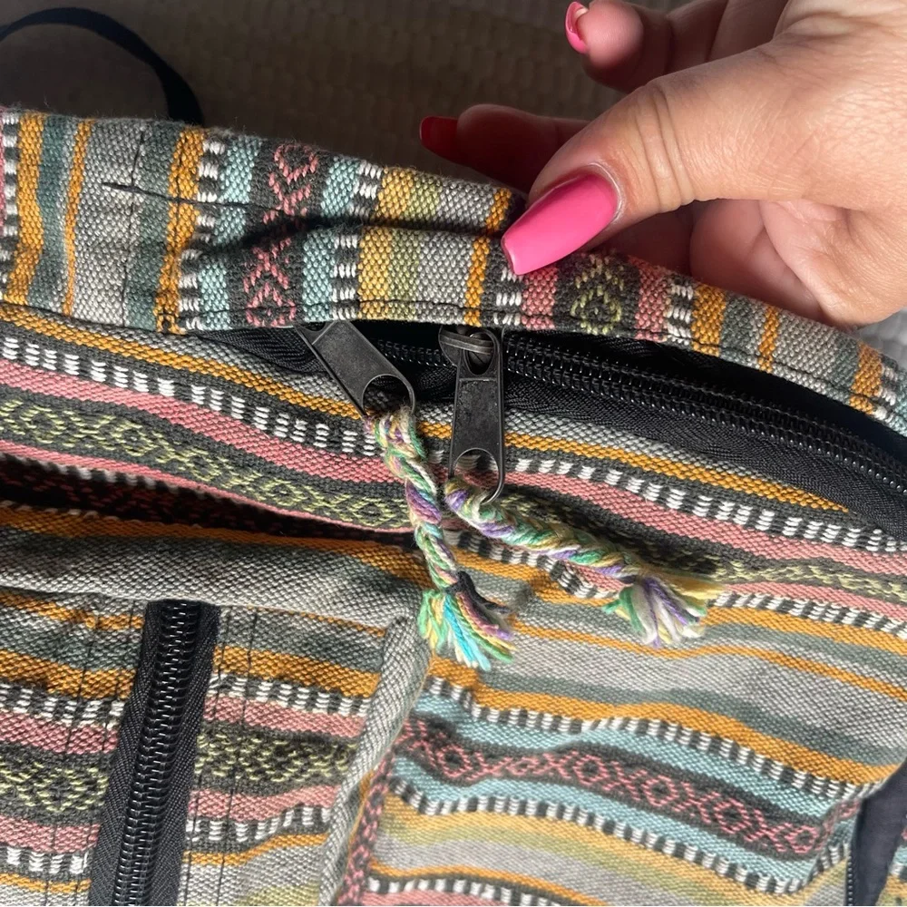 Boho Cotton Full-Sized Handwoven Cotton Gheri Backpack