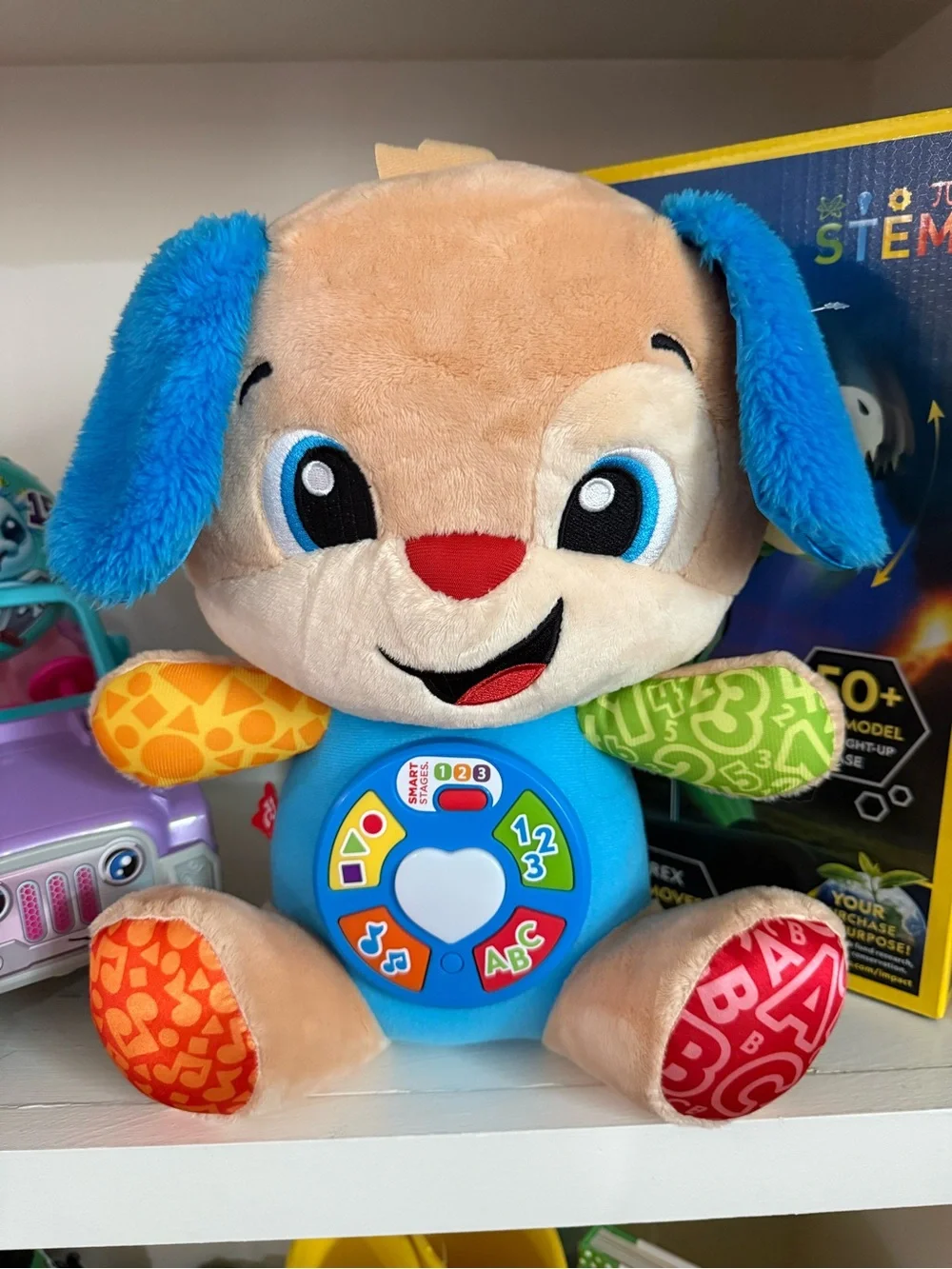 Fisher-Price Tan Plush Learning Puppy with Bright Blue Ears