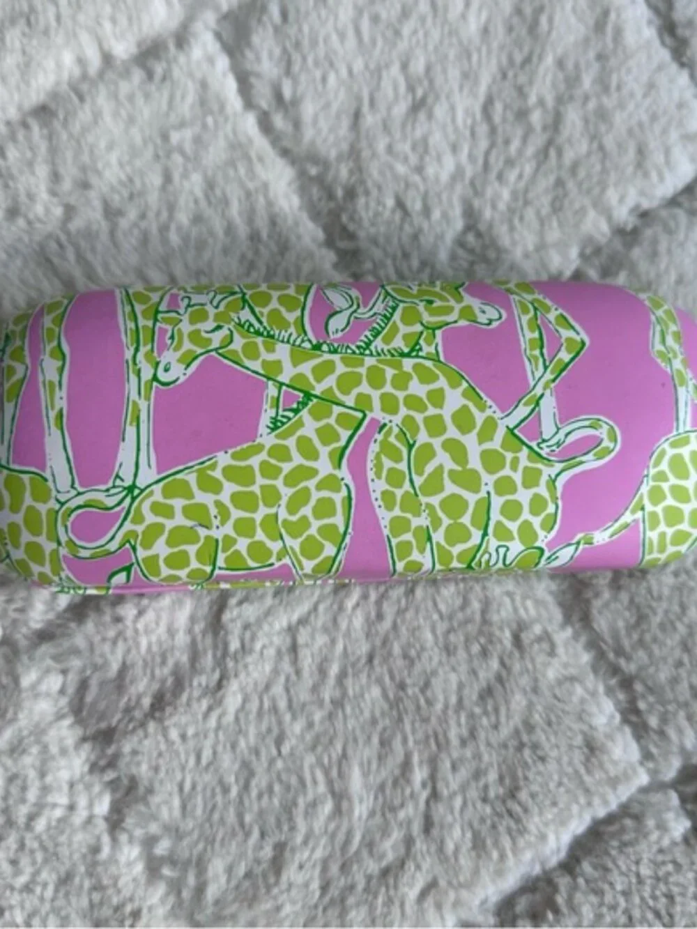 Lilly Pulitzer | Green and Pink Giraffe Print Hard Shell Eyeglass Case