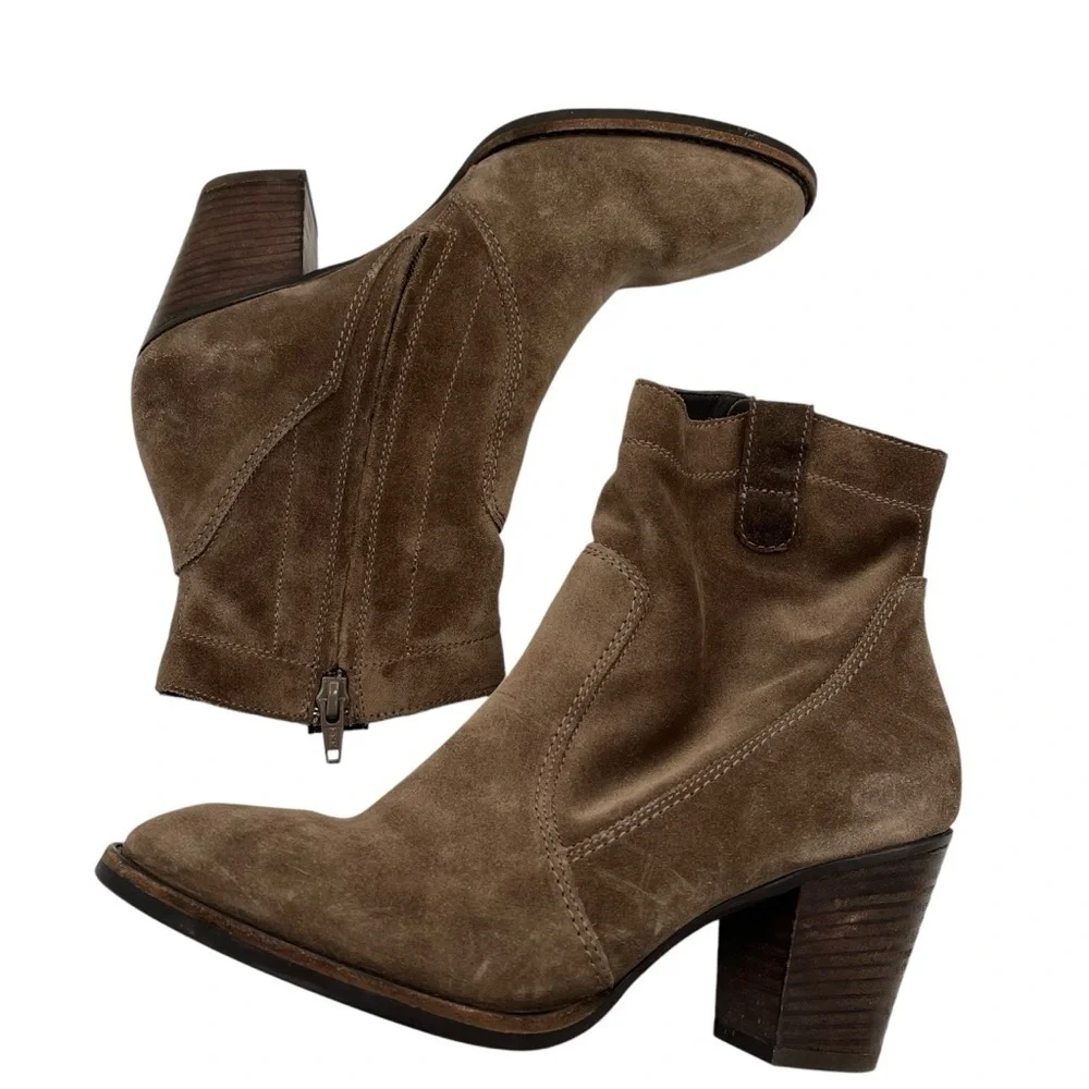 Paul Greene Jax Suede Block Heel Ankle Booties