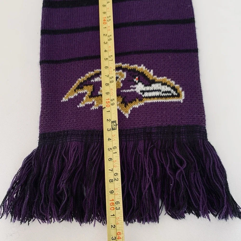 Baltimore Ravens Scarf Knit Fringe Purple Black NFL Football Fans Warm‎ Winter