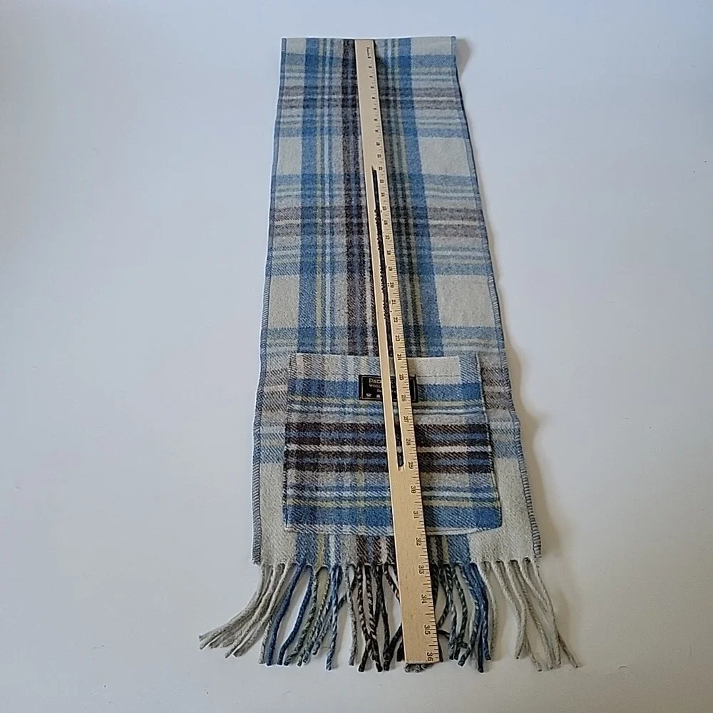 Patrick King Fringed Wool Scarf Plaid Flannel Pockets Academia Classic Preppy‎