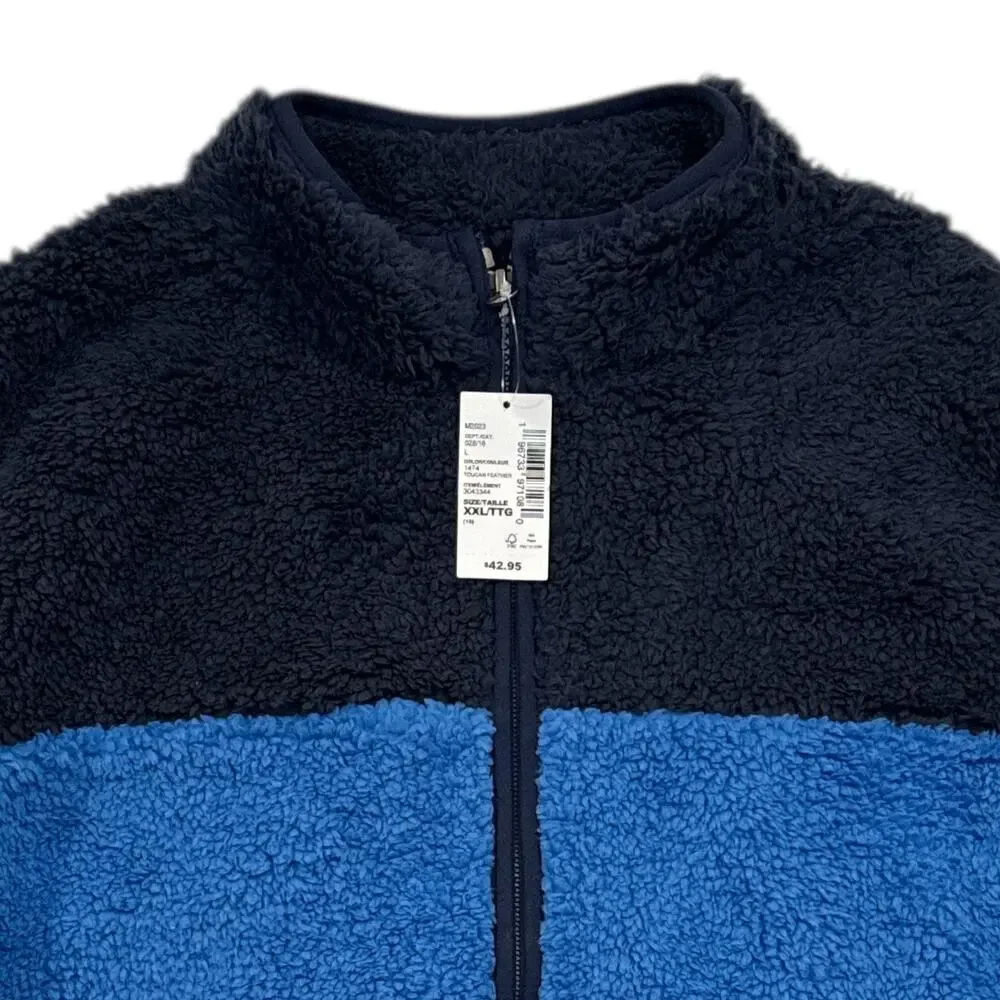 The Children’s Place Sherpa Fleece Jacket Blue Full Zip Kids XXL 16 NEW