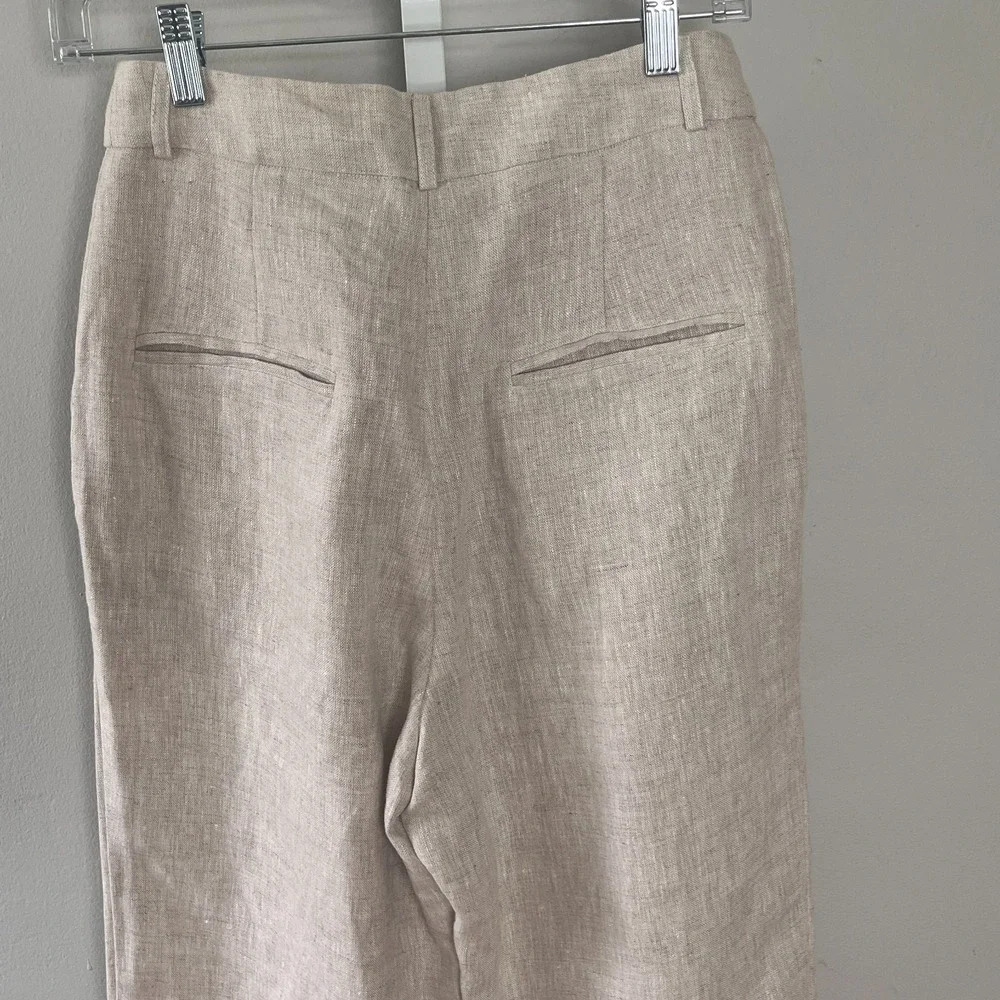 Reformation 100% Linen Trouser Pant Wide-Leg‎ Beige Size 2 Minimalist Boho Chic