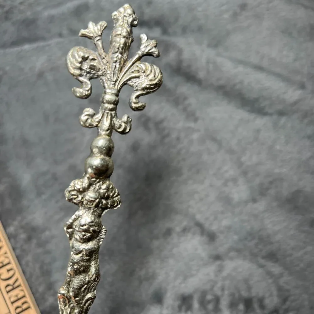UGO BELLINI fork spoon set cherub lions silver plate vintage
