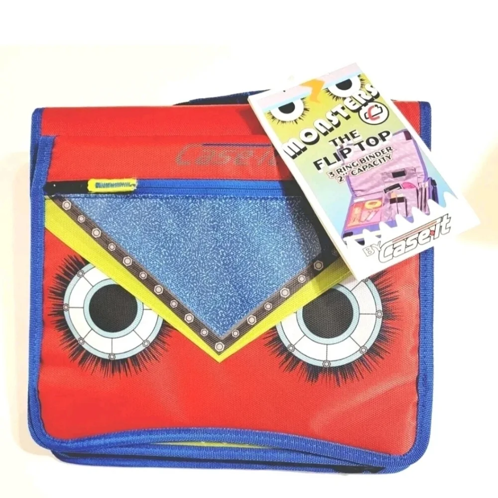 Case-it Monster Flip Top Kids Bag - Red and Blue