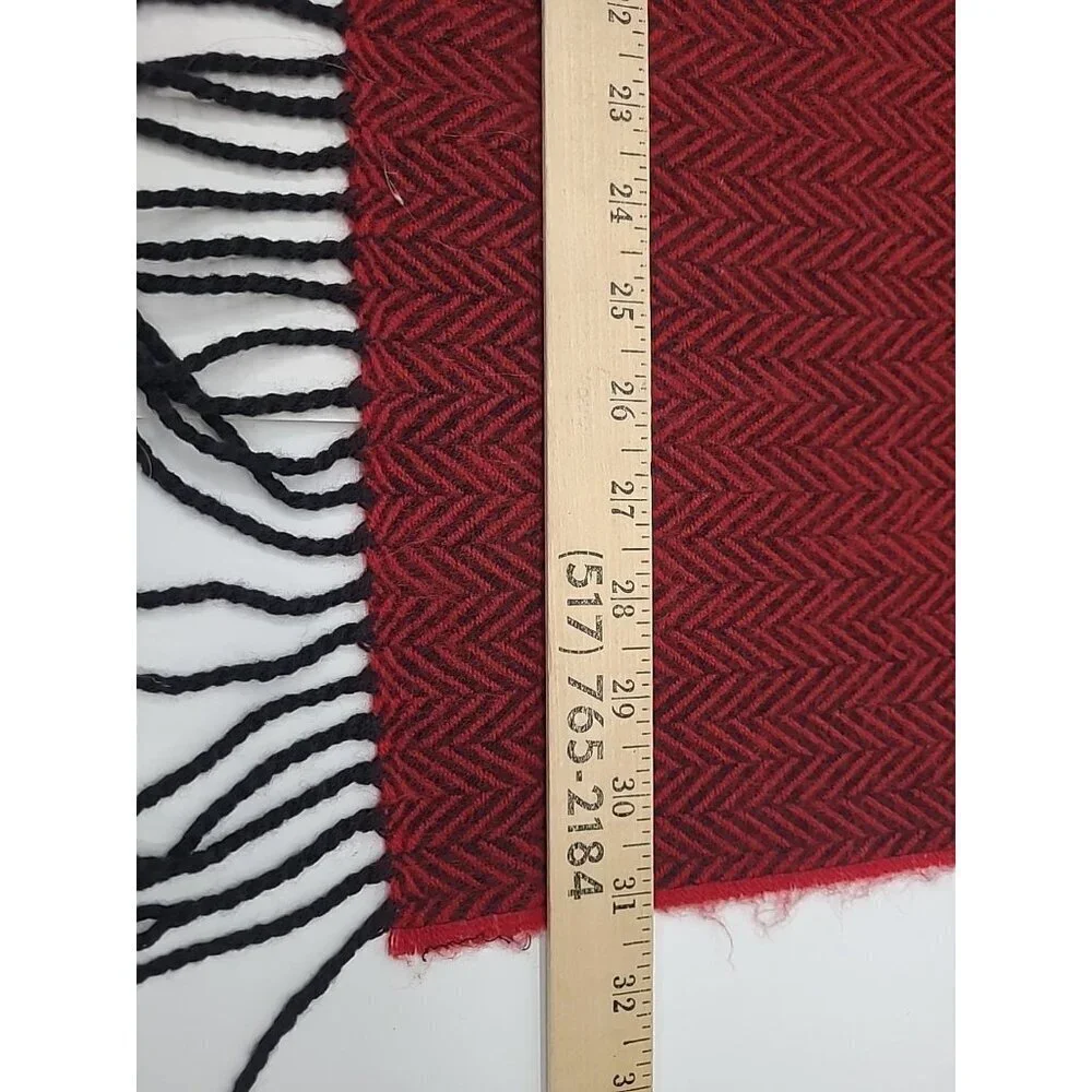 Lord & Taylor Wrap Scarf Red and Black Chervon Tassels Made in Italy